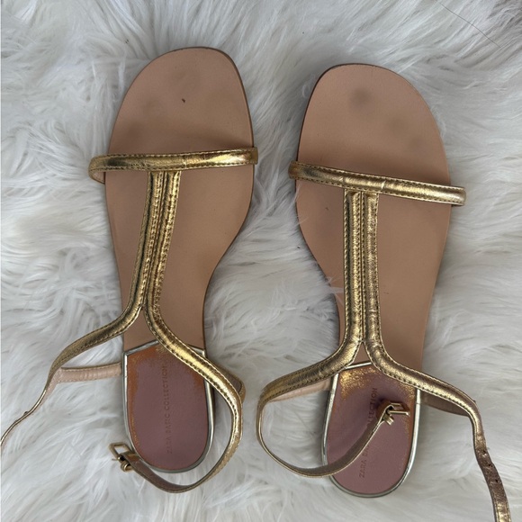 Zara woman  Gold Strappy Sandals - Picture 1 of 3